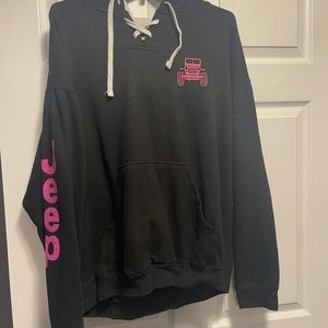 Jeep Black Womens Sweatshirt with top lace up.  Never worn. XL